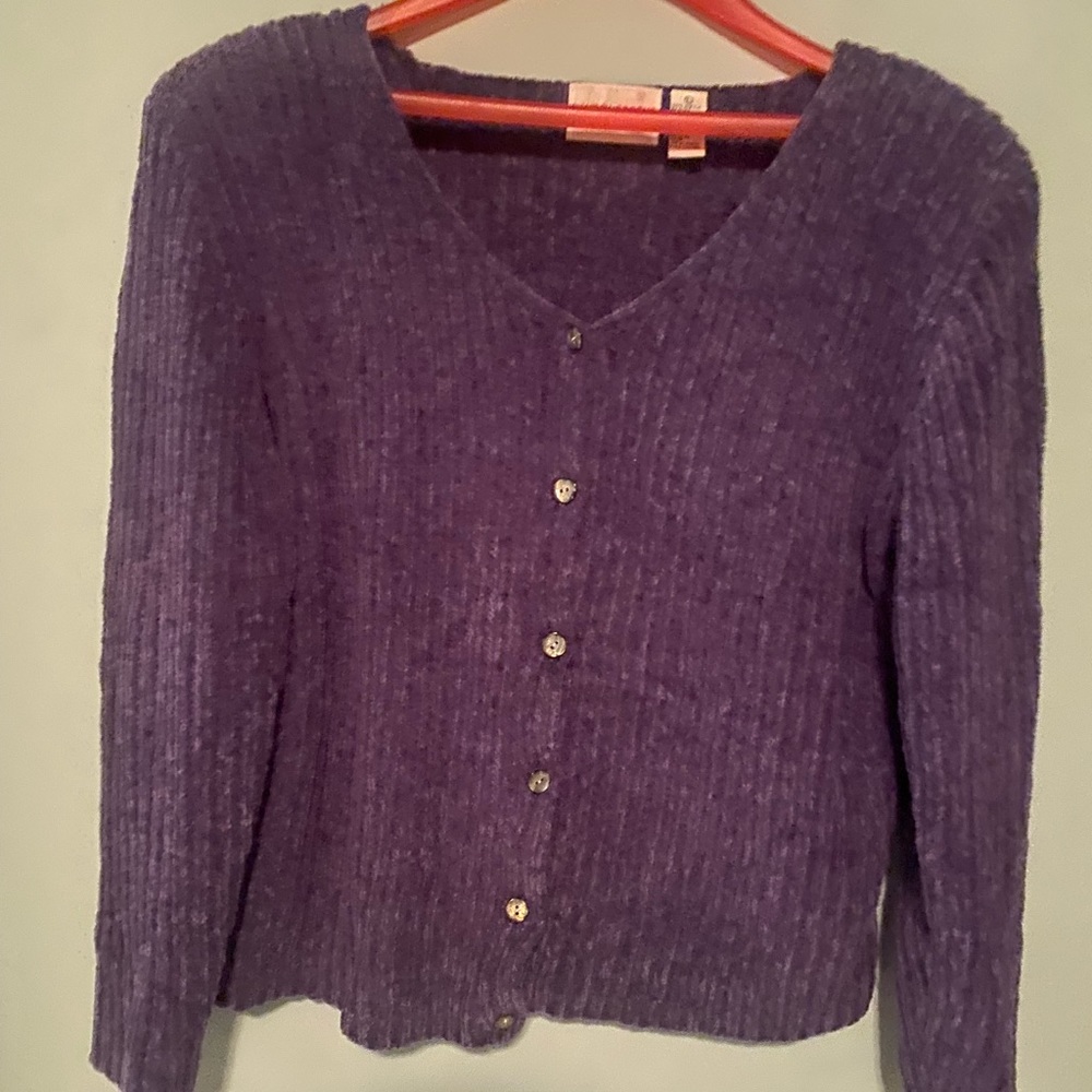 90’s era purple cardigan